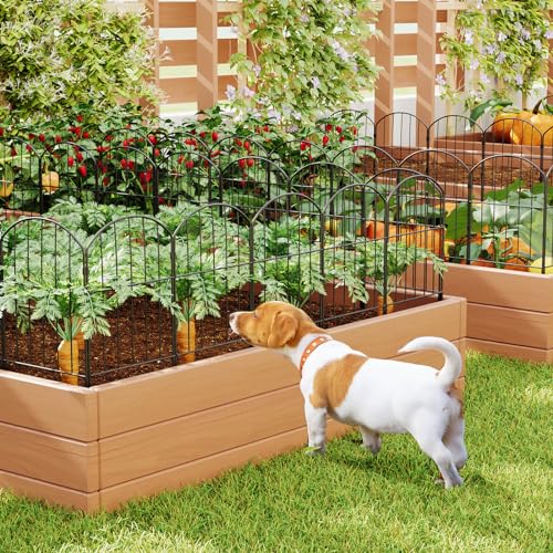 Goovilla Garden Fence, Total 10ft(L) x 24in(H), 10 Pcs, Rustproof Metal | Garden Fencing Animal Barrier, Fence Panels,Black No Dig Fence,Decorative Garden Fences and Borders for Dogs,Flower Bed,Patio - size: Arched