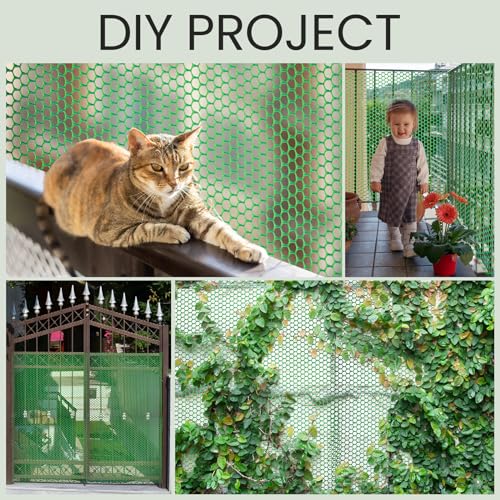 6 Rolls Plastic Chicken Wire Fencing Mesh 120 x 15.7 Inch Each Plastic Mesh Fence with Zip Ties Hexagonal Poultry Netting Garden Fencing Cat and Bird Netting (Green) - color: Green