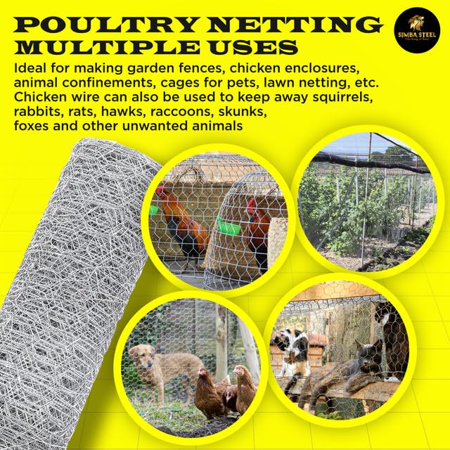 Chicken Wire 24 in x 150 FT x 2” Mesh x 20GA | Poultry Wire Netting | Hot Dipped Galvanised | Hexagonal Galvanized Mesh for Chicken Coop, Rabbit Cage, Fence Barrier PM24x150x2 - style: 24 in x 150 FT x 2 in