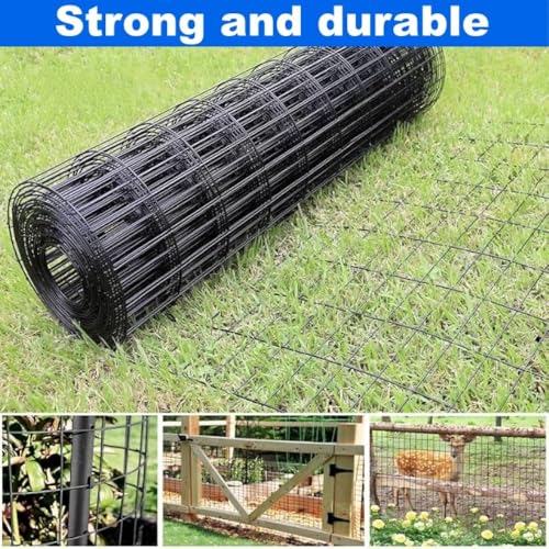 Black Vinyl Coated Wire Mesh Fence 16 Gauge, 2/3 Inch Black PVC Metal Mesh, Welded Wire Fence for Poultry Cage, Garden Fence, Pet Animal Barrier & Plant Support (36IN X 33FT) - color: 36IN X 33FT