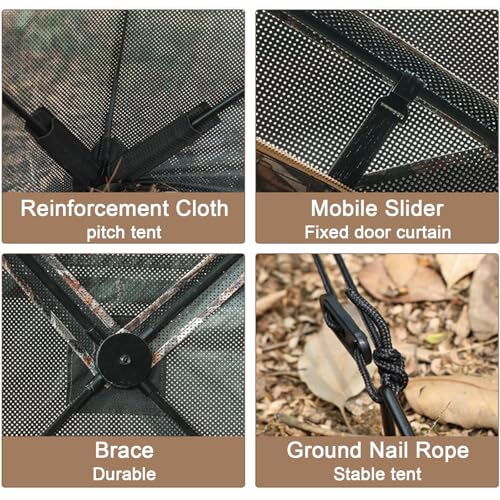 Camping Tent See Through Ground Hunting Blind Camouflage Pop Up Duck Turkey Deer Hunting Blinds Tent for Shooting Bird Watching, with Carrying Bag