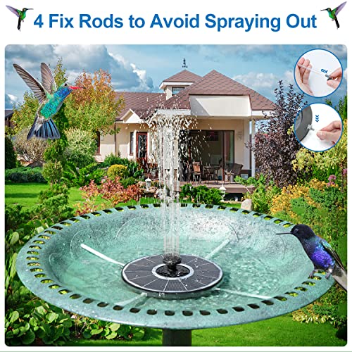 3.5W Solar Fountain with 2000mAh Battery - Work On Cloudy Days - Upgrade Glass Panel Solar Bird Bath Fountain, Hummingbird Water Feature Pump with 7 Nozzles, 4 Fixed Pipes for Garden, Pool - color: White