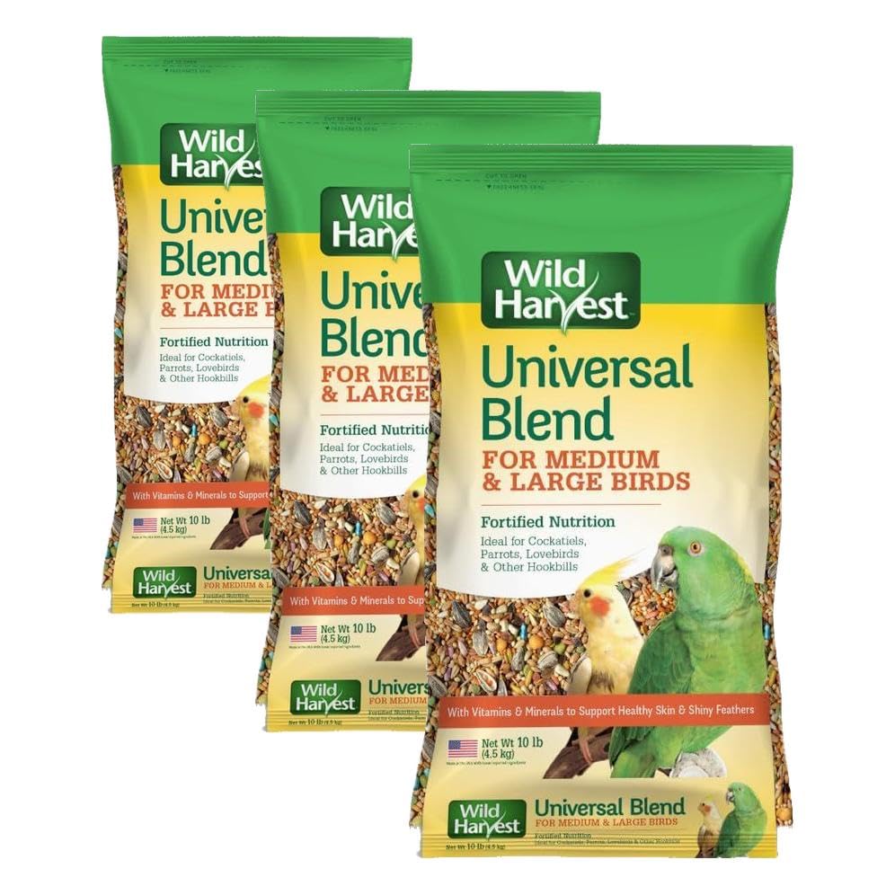 Wild Harvest Universal Blend for Medium and Large Birds 10 Pounds; Fortified Nutrition,(Pack of 3) - size: 10 Pound (Pack of 3), style: Medium & Large Birds