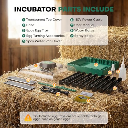 72 Eggs Hatching Incubator for Chicken/Duck/Quail | Automatic Egg Turner, Humidity Control, Digital Temp, 360° Clear View, Ideal for Lab School Farm
