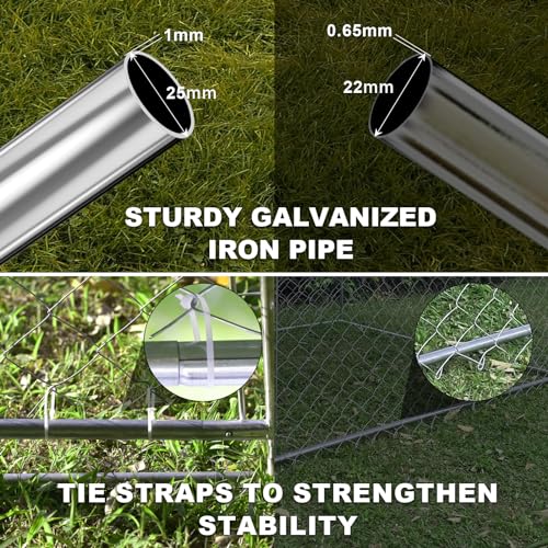 Large Outdoor Metal Chicken Coop Walkin Poultry Cage Hen Run House with Waterproof and Anti-Ultraviolet Cover for Backyard Farm Use (9.8ft*9.8ft*6.5ft)