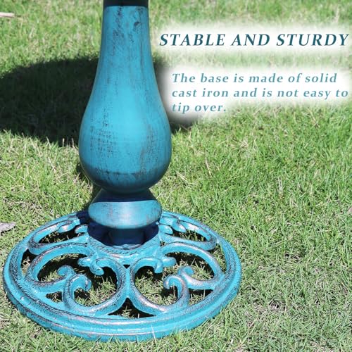 26.6"H Cast Iron Pedestal Bird Bath,Metal Birdbath for Outdoors (Blue) | Bird Bath for Outside,Tall Bird Baths,Bird Feeder Seed Tray for Garden Yard Decor - color: Blue