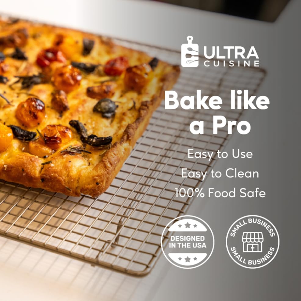 Cooling and Baking Rack Set - Cooling Racks -11.5'' x16.5'' | 100% Stainless Steel, Oven-Safe, Dishwasher-Safe, Heavy Duty Tight-Wire, Set of 2, Half Sheet Pan Cooling Racks, Easy Clean - size: 11.5" x 16.5" 2-Pack