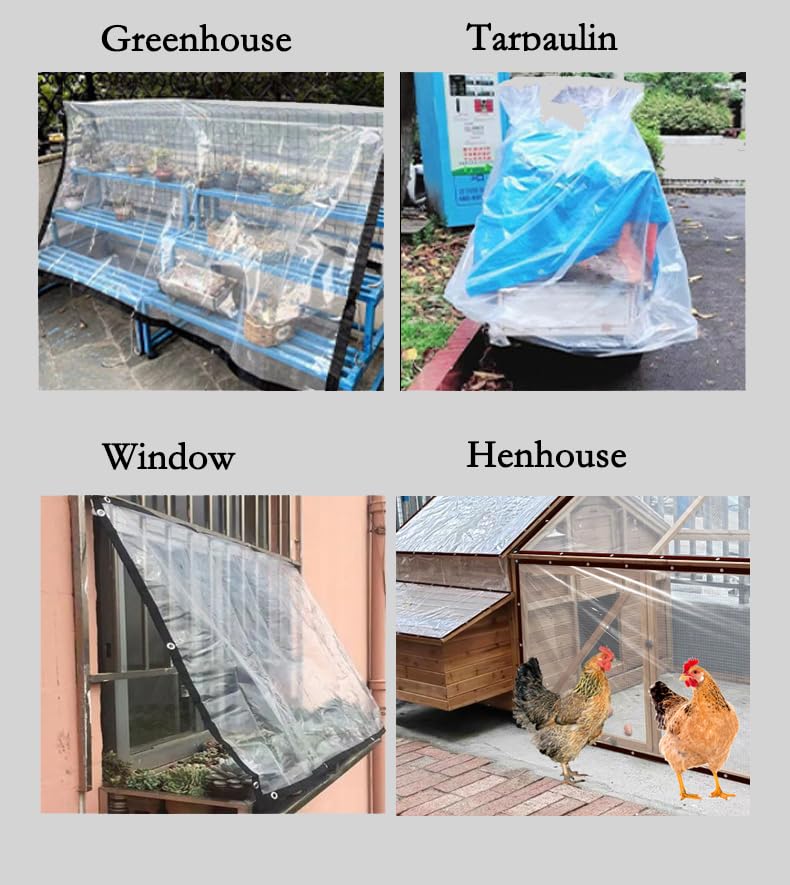 13' × 20' Clear Tarp Waterproof - 5 mil Heavy Duty Thicken Transparent Waterproof, Vinyl tarp,with Grommets,Garden Greenhouse tarp,Chicken Coop Heat Preservation Clear Plastic Tarps by dancinggrass