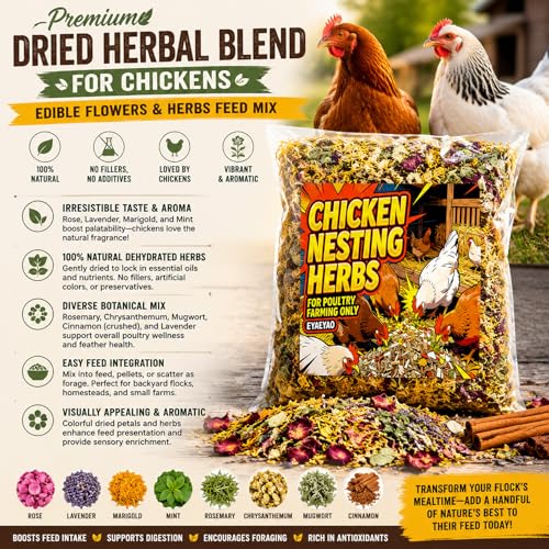 16 oz Chicken Nesting Herbs - Dried Herb Layer Feed Coop and Run Insulation Roosting Bars for Box Pads Supplies Laying Hens Chicks Vacuum Packed Bedding Winter