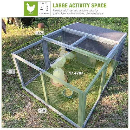 GUTINNEEN Chicken Coop Outdoor Rabbit Hutch with Run for Rabbits, Chickens, Ducks, and Guinea Pigs, 61.5" L x 40.9" W x 24.8" H