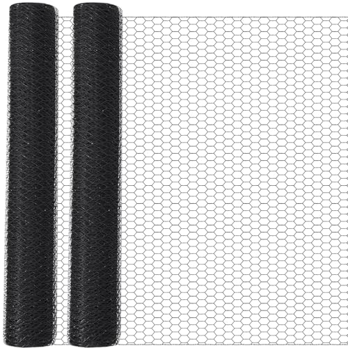 GlikCeil 60 in X 200 ft Chicken Wire Fencing Metal Floral Chicken Wire Mesh for Crafts Poultry Garden, 1 Inch Hexagonal Galvanized Hardware Netting for Poultry Coop Barrier Rabbit Cage (Black) - color: Black, size: 60 in X 200 ft
