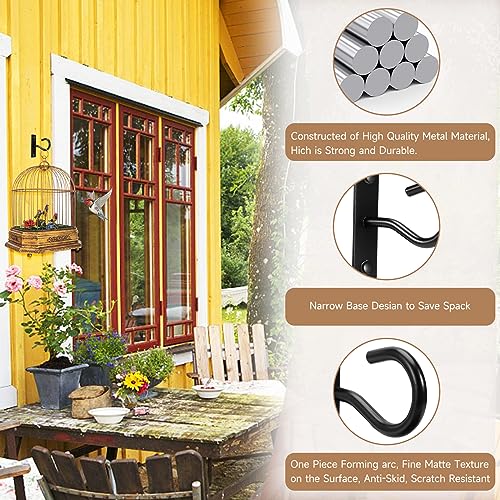 4Pack 2.5In Ceiling Hooks for Hanging Plant, Wall Hanger Plant Holder Black | Hang planters, flower baskets, wind chimes, lanterns, lights, bird feeders, metal hook for indoor & outdoor porch, home decor - size: 2.5Inch 4Pack-Black