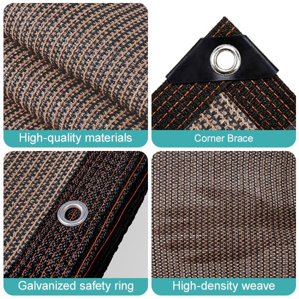 Shade Cloth Garden Plants,70% Sunblock Shade Neting -for Outdoor Garden Bed Neting Mesh Pergola Patio Lawn Sun Cloth Dog Kennel Cover Chicken Coop[Brown 5x12FT] - size: 5×12FT