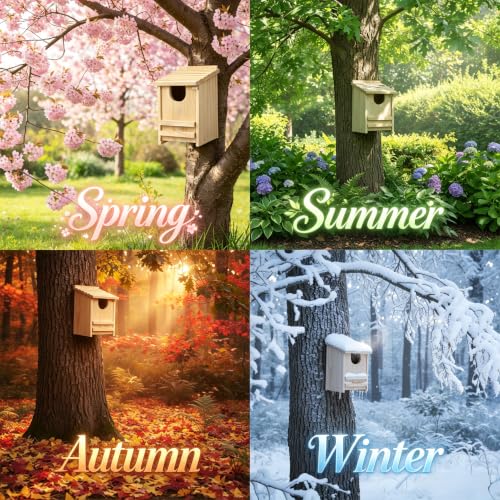Pine Owl House,14×9×9 Inch Weather‑Resistant Outdoor Nesting Owl Box | Outdoor natural pine owl box with wood shavings, quick assembly. Weather‑resistant shelter, ideal gift for wildlife lovers.