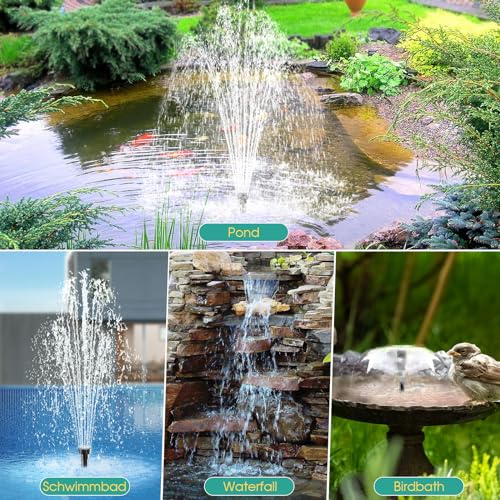 Antfraer 12W Solar Fountain Pump, Solar Pond Pump 160GPH Adjustable Flow with 16.5Ft Cord & 6.6Ft Tubing for Ponds, Wildlife Gardens, Bird Baths & DIY Water Features - style: 12W