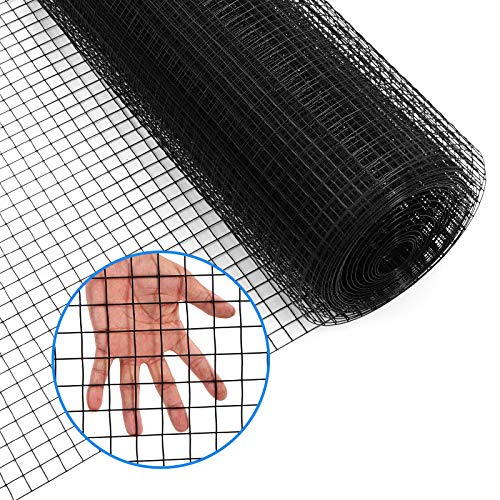 48'' x 50' 1/2inch Hardware Cloth 19 Gauge Black Vinyl Coated Welded Fence Mesh for Home and Garden Fence and Home Improvement Project - size: 48'' x 50'-19 Gauge