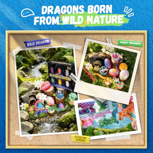Impossmaker 6pcs 3D Printed Dragon Eggs, Cool Articulated Crystal Dragon Toys for Boys Kids Teen, Surprise Dinosaur Eggs for Party Favors, Fun Goodie Bag Stuffers for Birthdays, Classroom Prizes - style: 6P