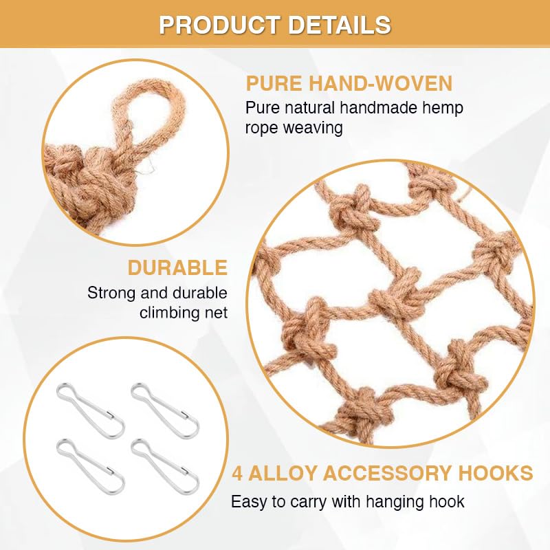 2 Packs Natural Bird Rope Net Parrot Swing Hammock for Birds Parrot Ladder Macaw Hanging Hammock Activity Toy for Rats Parakeet Cockatiel Cockatoo Conure African Grey Budgie（S 12x8inch） - size: S 12x8inch