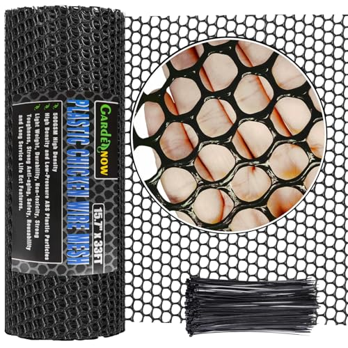 Upgraded 15.7IN x 33FT ABS Plastic Chicken Wire Fence Mesh, Poultry Fencing, Hexagonal Fencing Wire for Gardening, Construction Barrier Netting, Chicken Wire Frame Crafts, Floral Netting - color: Black