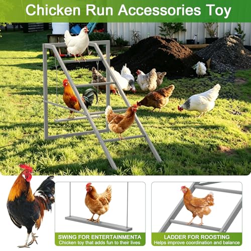 Chicken Perch Swing for Coop,Roosting Bars with Ladder for Chicken Run Accessories Toys for 6-8 Bantam Flock, Backyard Farm Chickens Coops Poultry-Easy to Assemble and Clean - size: 42.5"L x 24.6"W x 31.2"H