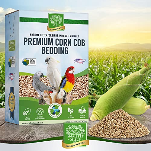 Small Pet Select Corn Cob Bedding & Litter, 100% Natural, 12 lb | Safe Absorbent Cage Litter, Low Dust, For Hamsters, Guinea Pigs, Birds, Gerbils, Reptiles & Small Pets - size: 12 lb