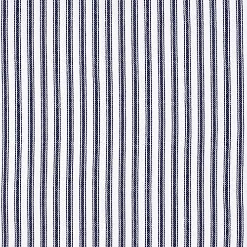 Navy Blue and White Ticking Stripe Hanging Kitchen Dish Hand Towel Cotton with Button Accent, Set of 2 - color: Navy Blue