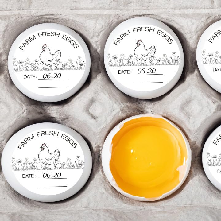 Louise Maelys 2 Inch Farm Fresh Egg Stickers,Farm Stand Supplies | 500 Pcs Egg Carton Labels, Date Stickers for Eggs, Handwriting-Friendly, Farmer's Market,Business - color: Color2
