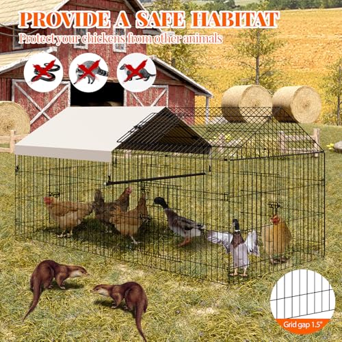 GarveeTech Chicken Coop Metal, 86 Inch & 130 Inch Length Portable Chicken Run with 4-Door, Waterproof & UV Resistant Cover, Large Multi-Pet Outdoor Cage, Duck Houses for Outside Farm Backyard - size: 86.6"L x 39.4"W x 39.4"H