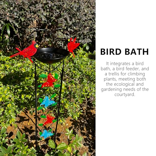 Butterfly Bird Bath Garden Trellis for Climbing Plants Outdoor, Cardinal Bird Feeder for Wild Birds, Garden Decorations for Gifts(37x10 inch)