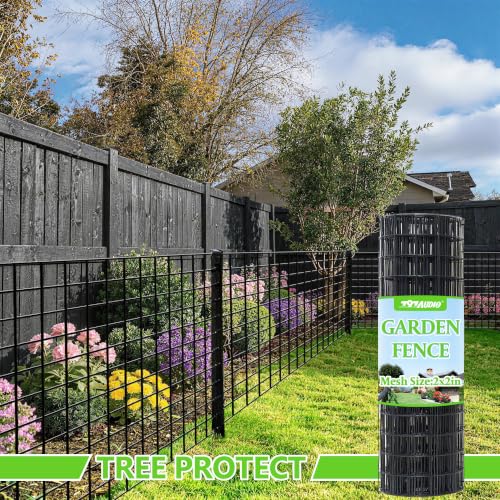 Black PVC Coated Welded Wire Fencing,2"x2" 16 Gauge,60inch H x 100ft L Garden Wire Fence Roll,2/3/4/5/6ft Tall x 50/100 ft Long Vinyl Coating Metal Wire Mesh for Yard,Farm,Dog,Vegetable Protection - color: Black, size: 2"x2" 60inx100ft