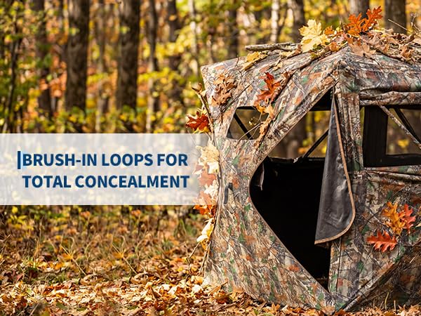OUTLANE Hunting Blinds for Deer Turkey and Duck Hunting, Portable Hunting Tent with See Through Panels, Pop Up Ground Blind with Silent Windows, Camo Concealment, Weather Resistant Hunting Shelter - size: 116.54''x58.26''x64.96''