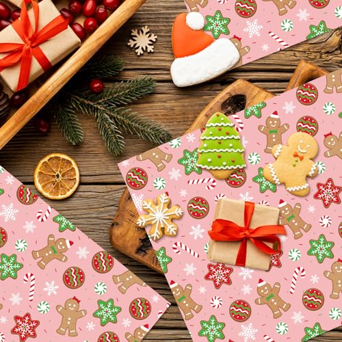 JarThenaAMCS 150Pcs Christmas Wax Paper Pink Gingerbread Man Snowflake Deli Paper Tissue Xmas Winter Sandwich Wrap Paper Oil-Proof Picnic Liners for Party Kitchen Supplies - color: Gingerbread Man