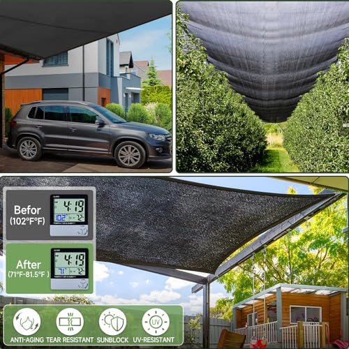 70% Shade Cloth 10ftx20ft Anti-Aging Sun Mesh UV Resistant Net, Sunblock Garden Tarp for Plant Cover, Greenhouse, Barn or Kennel, Flowers, Plants - size: 10ftx20ft