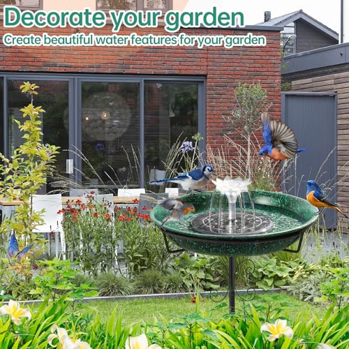 Solar Powered Bird Bath with Fountains for Hummingbirds,Stable Stylish Design with 5-Prong Base Stake Metal Bird Bath for Outside Yard Lawn Patio Garden - color: Green
