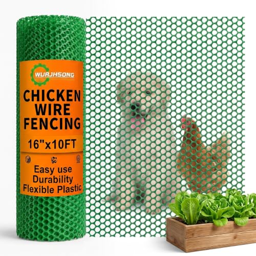 Plastic Wire Mesh Fence 16in x 10Ft Plastic Chicken Wire Mesh for Poultry, Dogs, Rabbit, Snake Barrier & Gardening Versatile Plastic Fencing (16in x 10Ft, Green) - color: Green, size: 16in x 10Ft