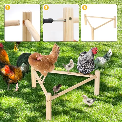 Chicken Perch for Coop & Brooder, Pine Wooden Chicken Roosting Bars (2 PCS) | Chicken Toys for Coop Accessories, Triangular Chick Perch for Parrots Birds, Natural Poultry Stand, Chicken Nesting Support - size: 2 Pcs