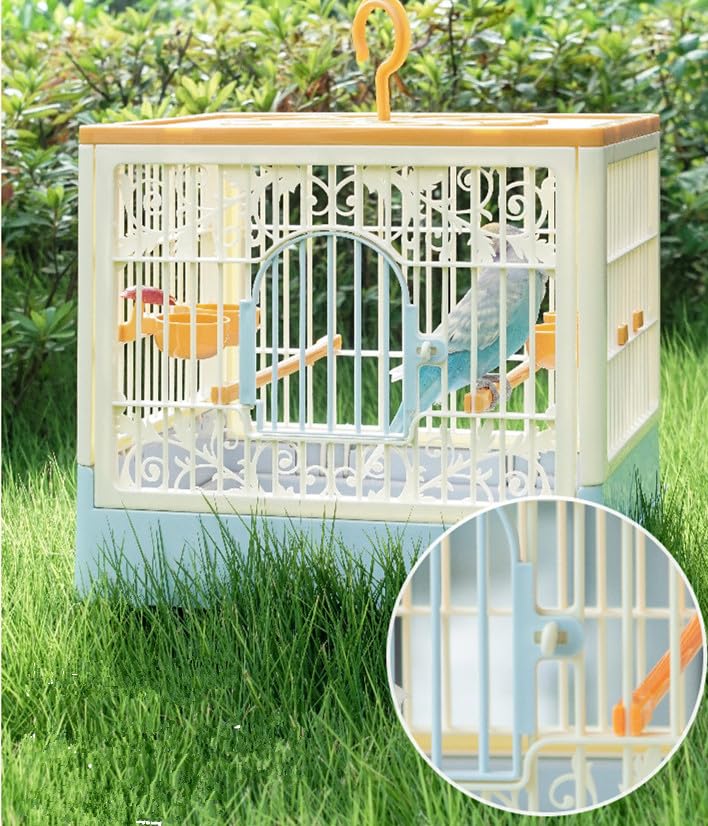 Portable Foldable Bird Cage - 360° Full View Bird Cage for Travel | with Hook/Food Bowl/Perch, Slide-Out Tray for Easy Cleaning,outdoor carrier (Includes Carrying Hook)
