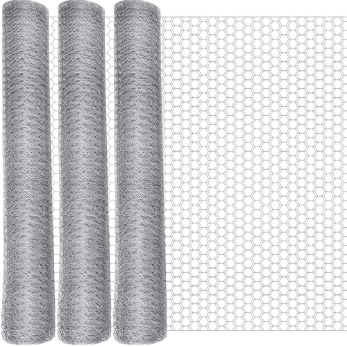 GlikCeil 48 in x 300 ft Chicken Wire Mesh Fencing for Floral Garden, 23 Gauge Silver Galvanized Steel Wire, 1 Inch Hexagonal Hardware Cloth Netting for Farm Crafts Poultry Coop Barrier Rabbit Cage - color: Silver, size: 48 in x 300 ft