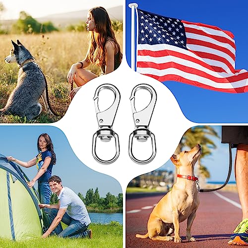 Hicarer 12 Pcs Stainless Steel Swivel Snap Hooks 3.5 Inch Heavy Duty Flag Clips Diving Clip Spring Hooks for Dog leashes Keychains Boat Ropes Bird Feeders Pet Chains
