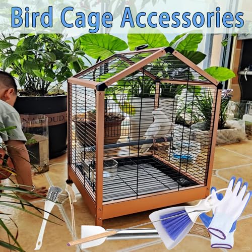 6pcs Set Bird Cage Cleaner Kit - Stainless Steel Poop Remover & Scraper Tool- Essential Bird Cage Accessories for Parakeet Items & Small Animal Cage Cleaning
