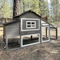 GUTINNEEN Mobile Chicken Coop with Wheels Expandable Chicken Tractor Outdoor Hen House for 2-4 Chickens 67.3" L(Brown) - color: Brown