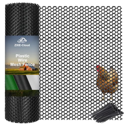 Black Plastic Chicken Wire 16in X 33ft,Garden Netting Fencing | Plastic Chicken Wire Mesh Fence,Barrier for Poultry,Animals,Pets and Balcony - color: Black, size: 16INx33FT