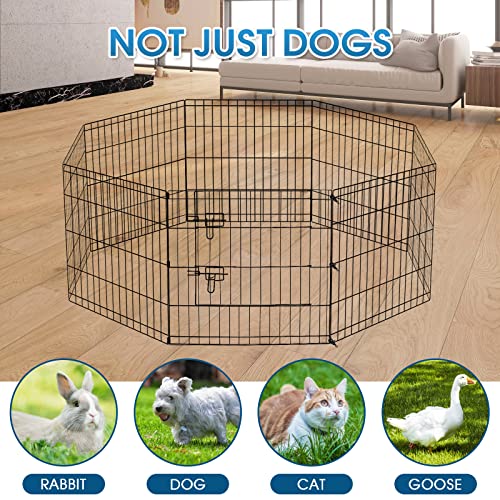 Artmalle 24-Inch Dog Playpen with Bottom Pad, 8-Panel Rustproof Fence | 24-inch rustproof 8-panel dog playpen with bottom pad helps protect floors and folds flat for indoor or outdoor use. - style: 24'' x 24'' with Bottom cover
