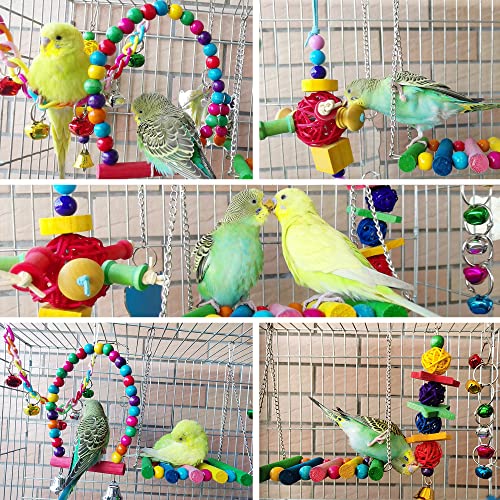 8 Pcs Parakeet Cockatiel Bird Toys, Parrots Conures Budgies Cage Accessories