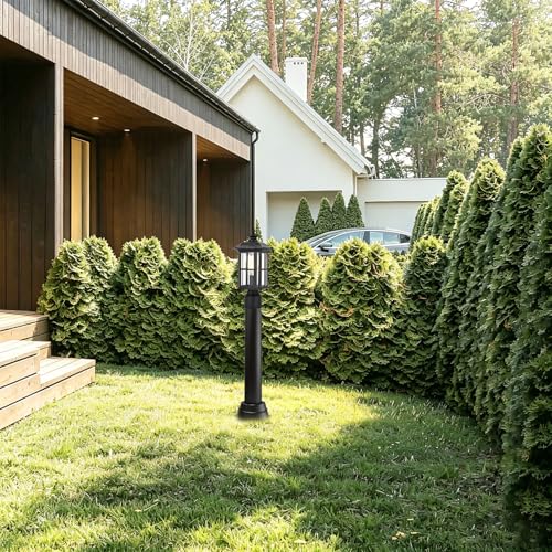 2 Pack Black Outdoor Lamp Post with Base, Exterior Light Pole Accessory for Porch Patio Garden - size: lamp post 19" with base