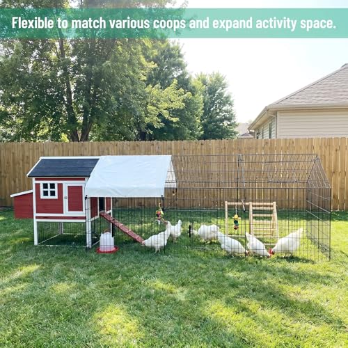 NUGRIART Metal Chicken & Duck Coop with Run – 130”x40”x40 Waterproof Poultry Cage, Portable Chicken Run, Ideal for Chicks, Hens & Ducks - size: 123.0"L x 38.0"W x 34.0"H