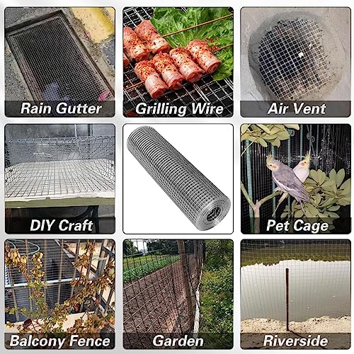 Hardware Cloth 12'' x 30' 1/4 in Galvanized Wire Mesh Roll (23 GA) Chicken Wire Fence Roll for Chicken Pen/coop Fences, Screen mesh, Rabbit/Snake Fences, Poultry enclosures, Handicraft Making, etc. - size: 12In x 30Ft