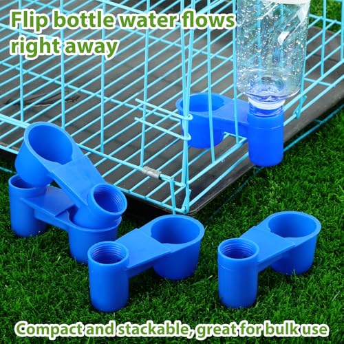 LemonRoad 24 Pcs Bird Drinker Feeder Cups Plastic Water Bottle Cup for Cage Ideal for Pigeon Bottle Chicken Quail Poultry Waterer Accessories(Blue) - color: Blue
