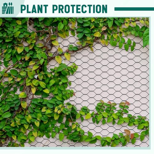 GlikCeil 16 in x 200 ft Chicken Wire Fencing Metal Floral Chicken Wire Mesh for Crafts Poultry Garden, 1 Inch Hexagonal Galvanized Hardware Cloth Netting for Poultry Coop Barrier Rabbit Cage(Black) - color: Black, size: 16 in X 200 ft