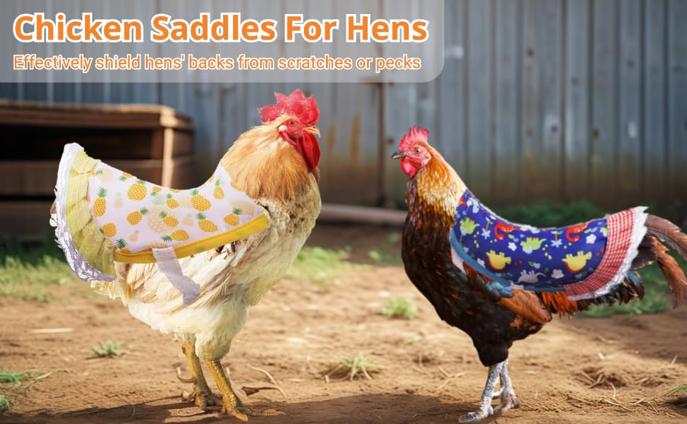 9Pcs Chicken Saddles For Hens, Waterproof Chicken Aprons with Elastic Straps, Chicken Feather Protective Jackets, Poultry Protectors, Wing Back Protectors, Hen Feather Fixing Supplies